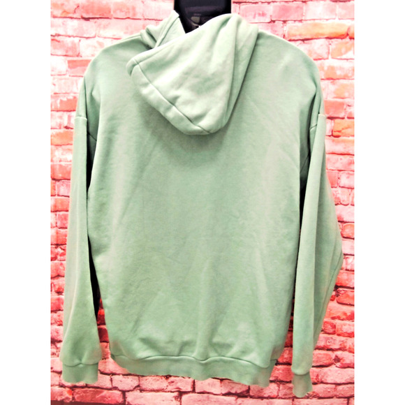 Puma Hoodie Mens Large Green Elevated Logo Kangaroo Pocket Fleece Lined Pullover - Picture 2 of 7